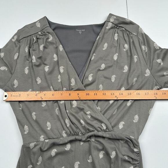 Garnet Hill Dress Womens Medium Gray 3/4 Length Sleeve Ruched Stretch Career - Picture 9 of 13